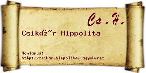 Csikár Hippolita névjegykártya